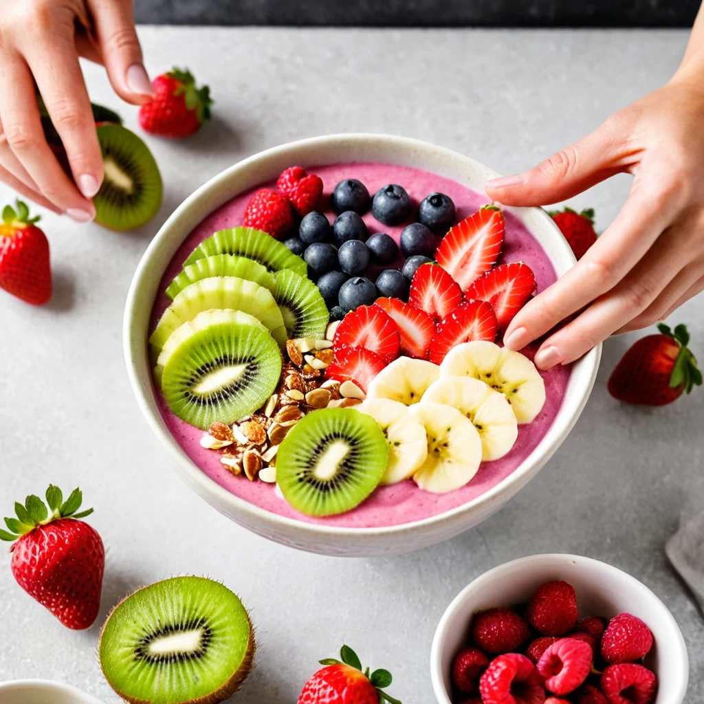 Berry Smoothie Bowl: How to make it in 10 Minutes 3 Step-by-step process of assembling a berry smoothie bowl