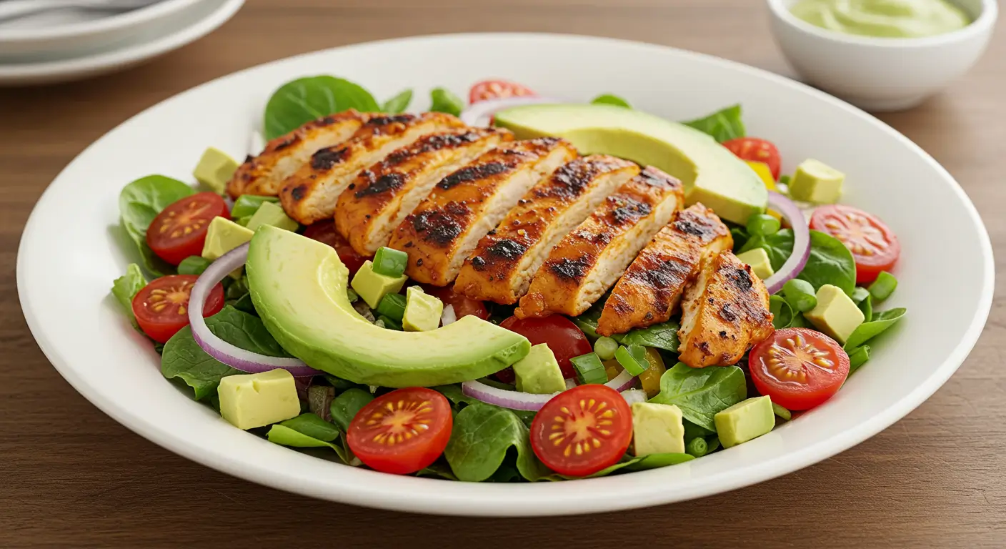 A delicious and vibrant Chipotle Chicken Salad with fresh ingredients and a creamy dressing.