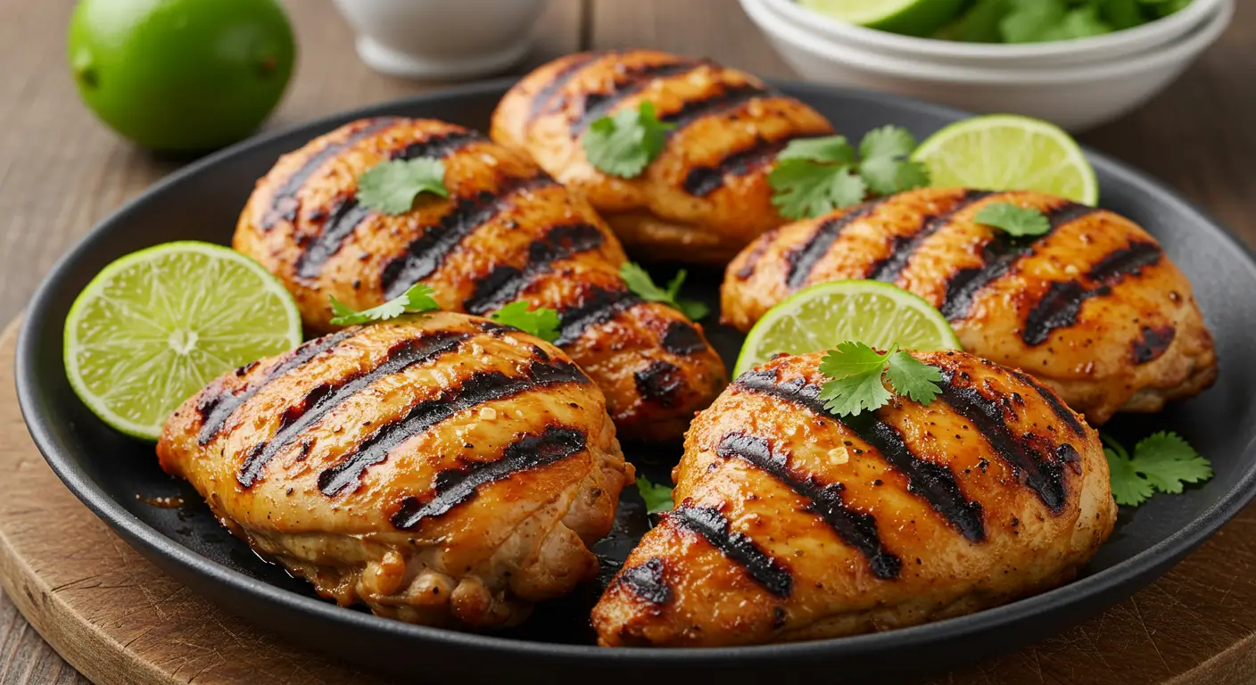 A beautifully grilled piece of Grilled Chipotle Chicken with a smoky, spicy finish.