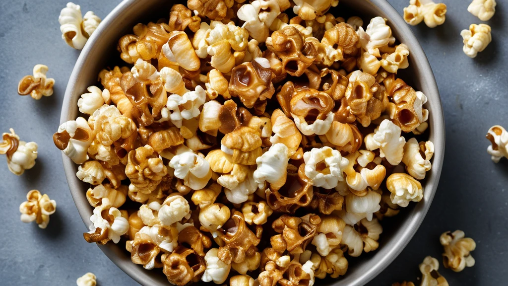 Delicious salted caramel popcorn ready to serve